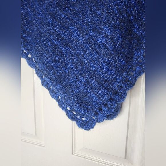 Unbranded One Size Melange Blue Turtleneck Knitted  WOOL Blend  Women’s Poncho - Picture 5 of 6